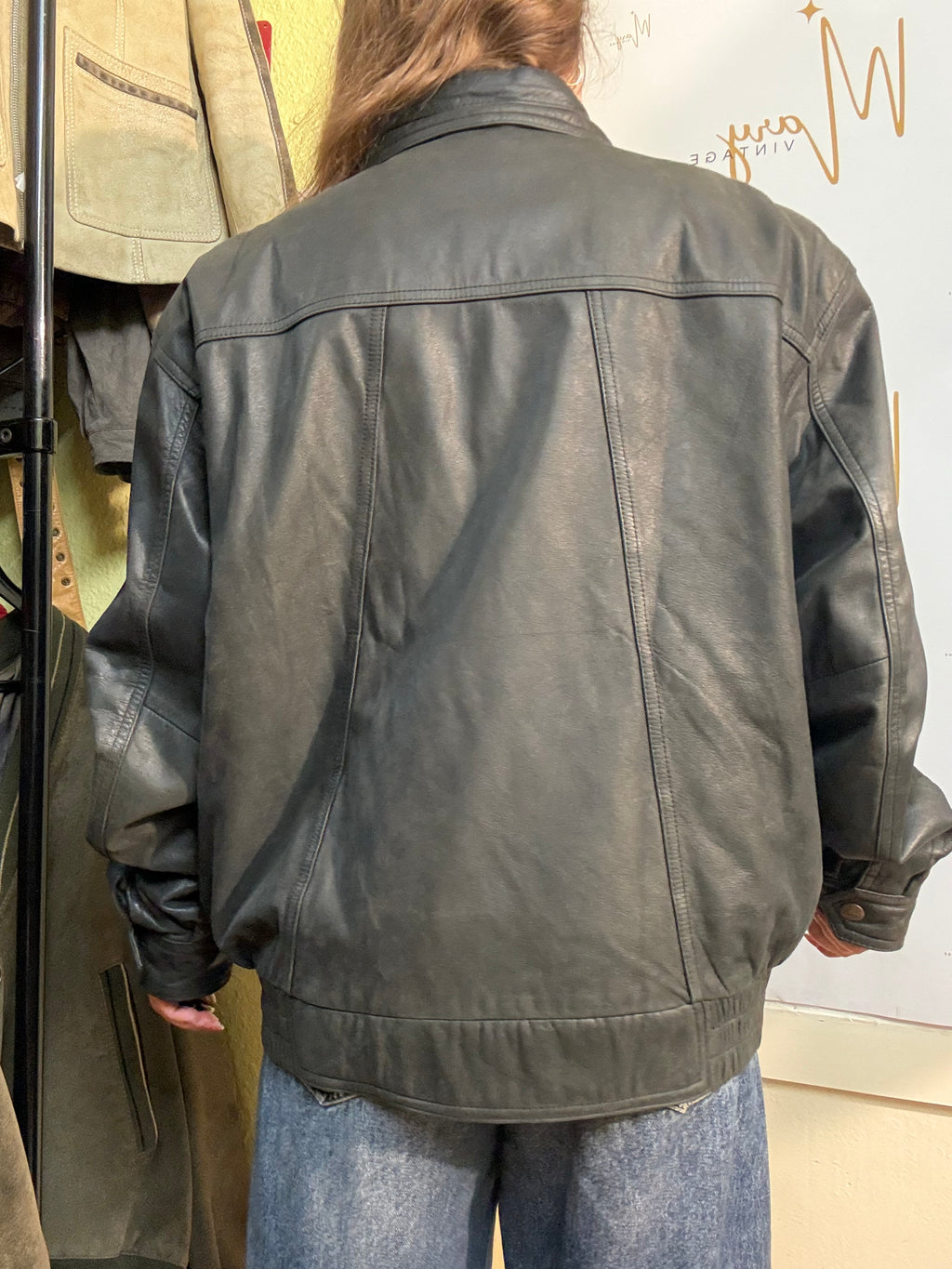 Chaqueta Bomber de cuero genuino