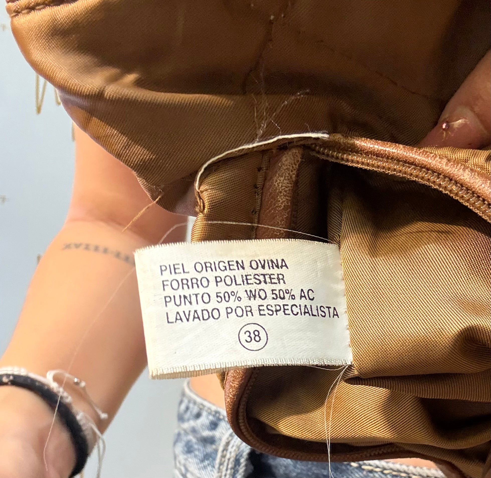 Chaqueta Bomber de cuero genuino Marrón