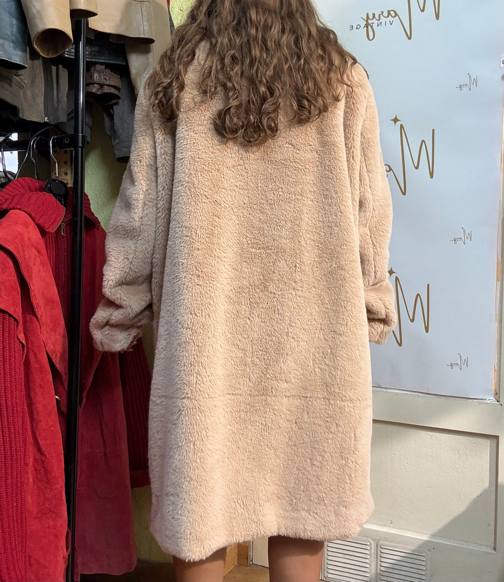 Chaqueta de piel sintética rosa claro