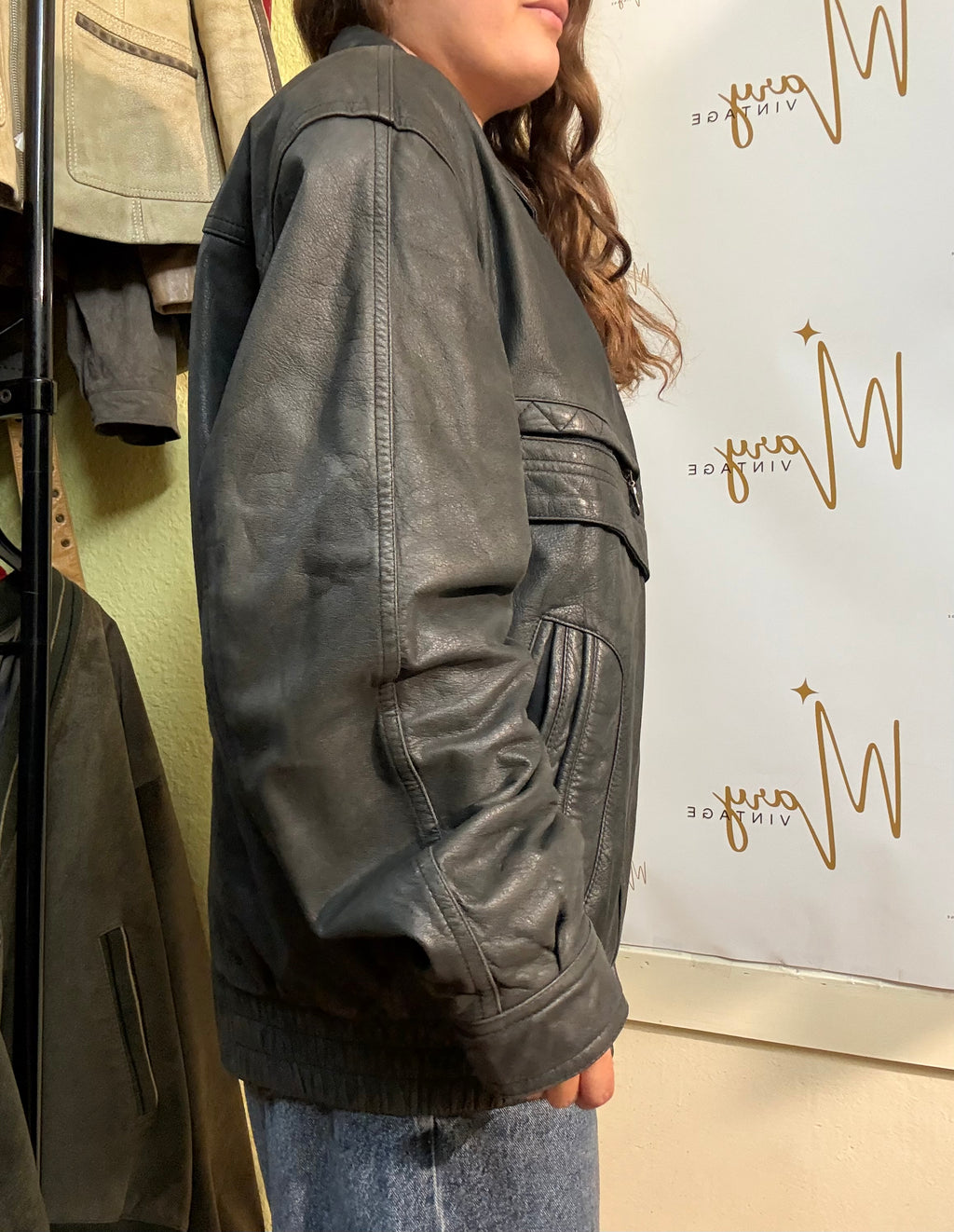 Chaqueta Bomber de cuero genuino