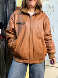 Chaqueta Bomber de cuero genuino Marrón