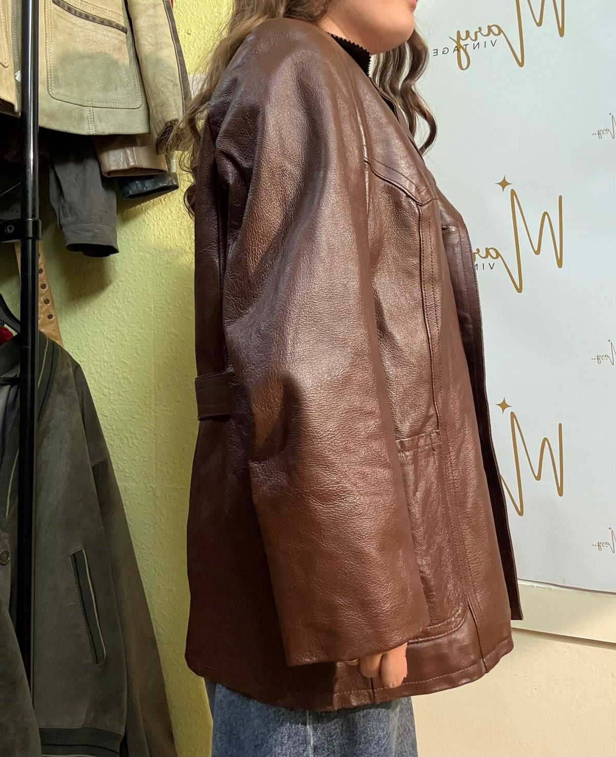 Chaqueta de cuero genuino Marrón
