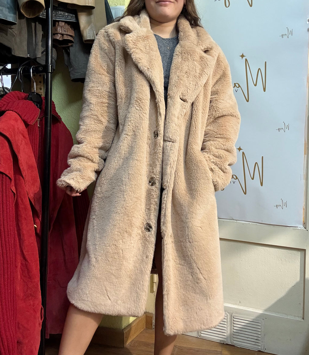 Chaqueta de piel sintética rosa claro