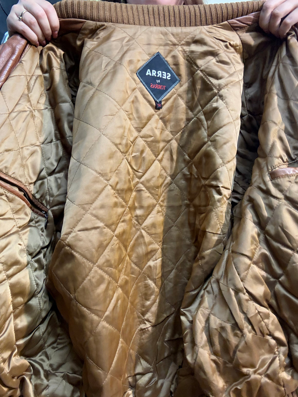 Chaqueta Bomber de cuero genuino Marrón