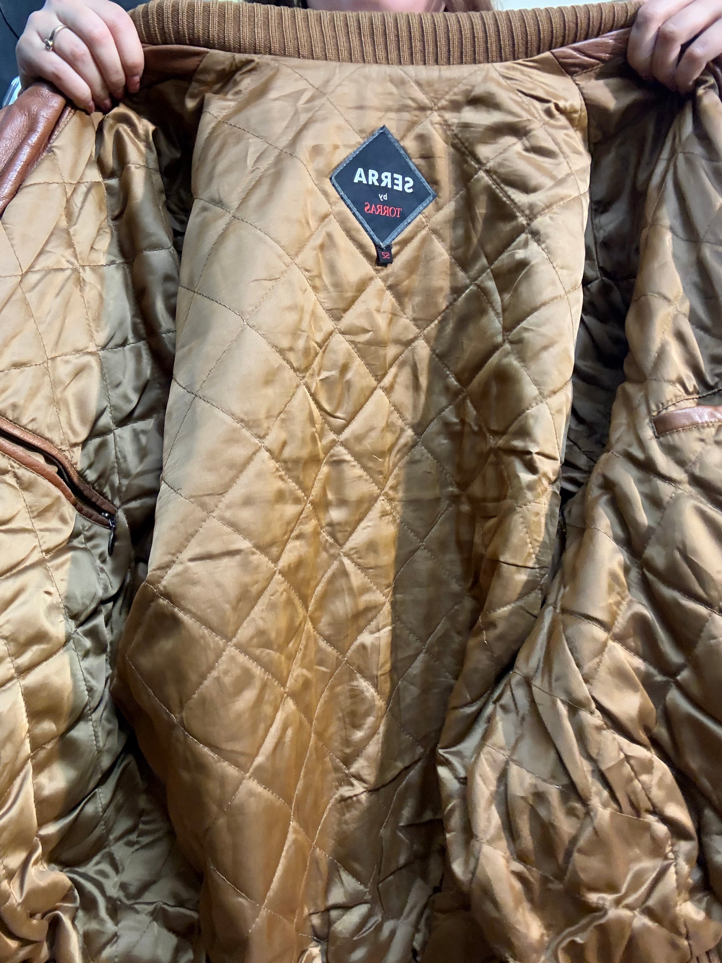 Chaqueta Bomber de cuero genuino Marrón