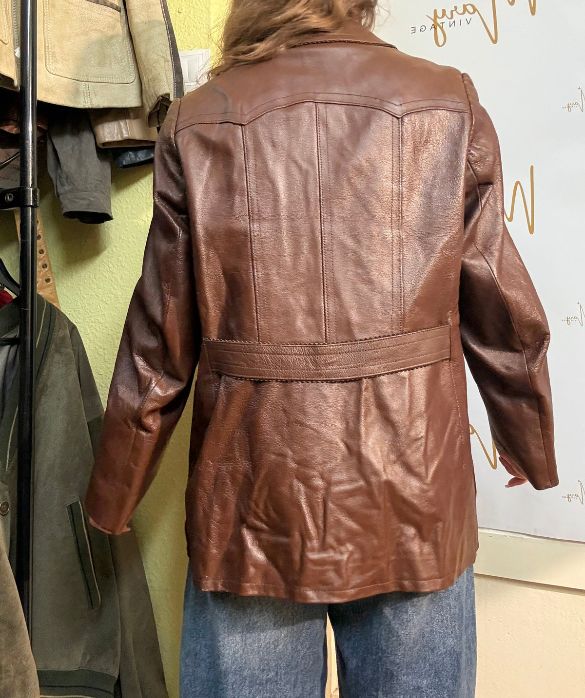 Chaqueta de cuero genuino Marrón