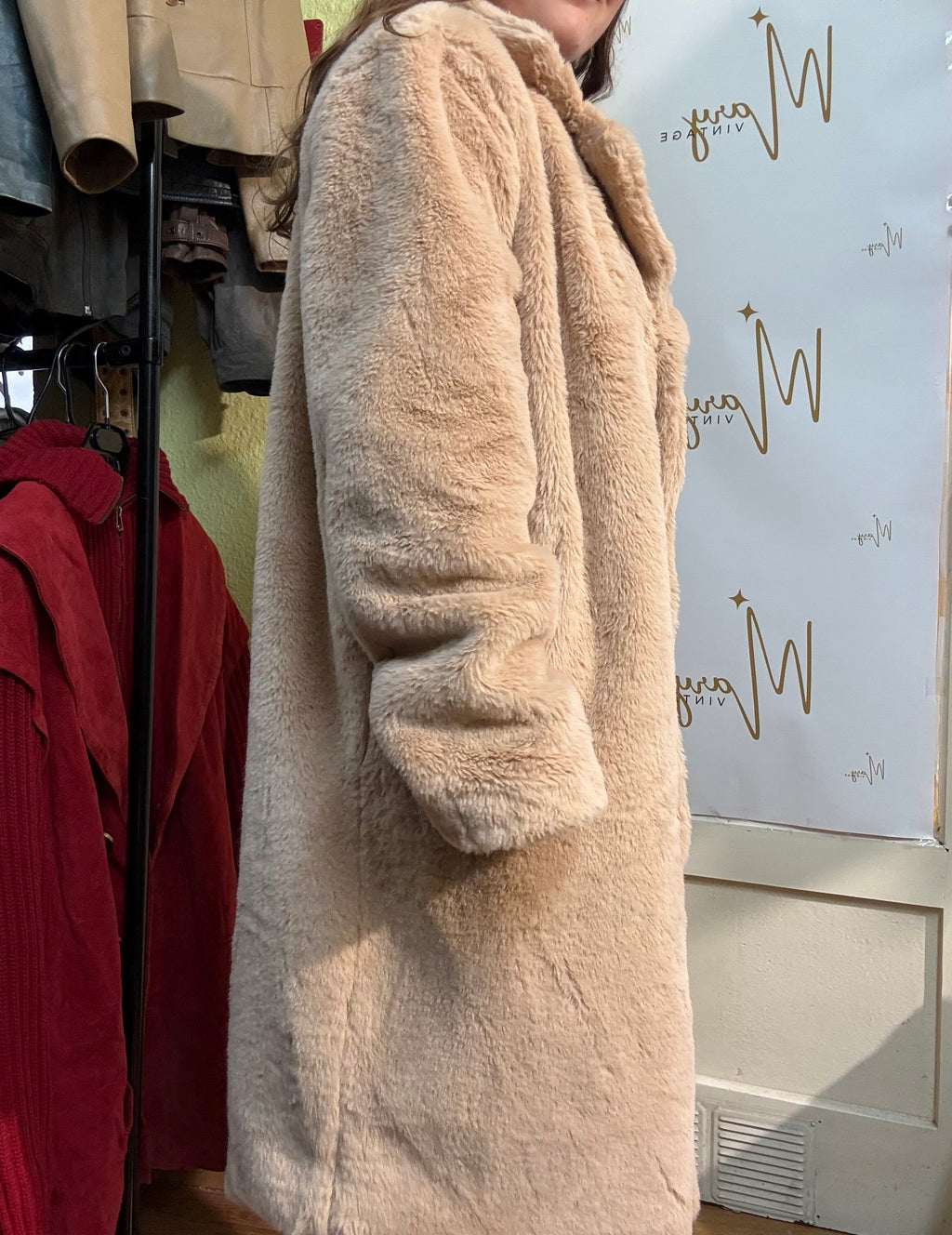 Chaqueta de piel sintética rosa claro